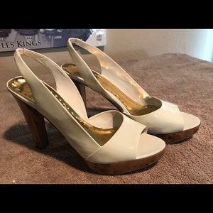 BCB Girl White Platform Slingback Heels - NICE!